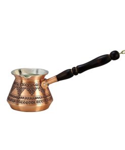 Morya Kalın Bakır Cezve Üzüm İşlemeli Kalaylı 5 Fincanlık
